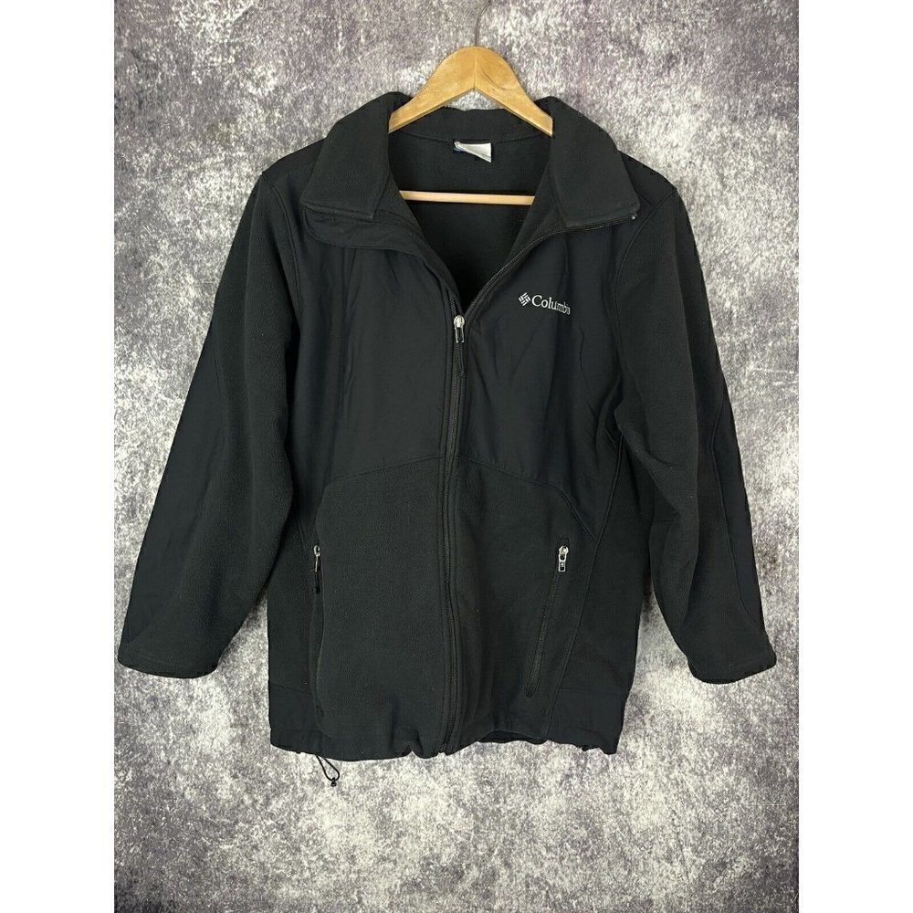 Columbia Collared Full Zip Softshell Fleece Jacket Black Mens Medium XM634